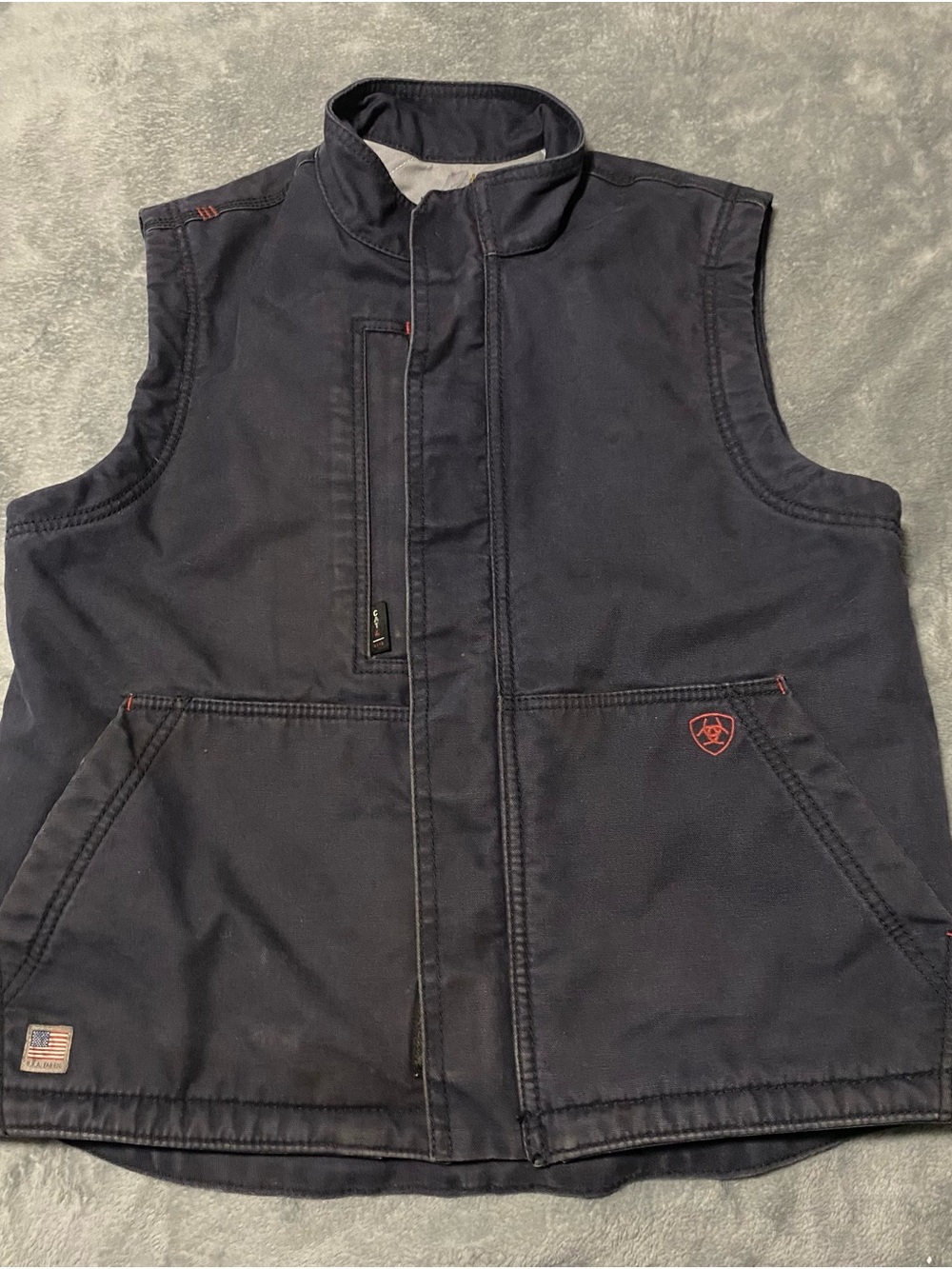 Ariat FR Navy Sleeveless Vest with Red Accents